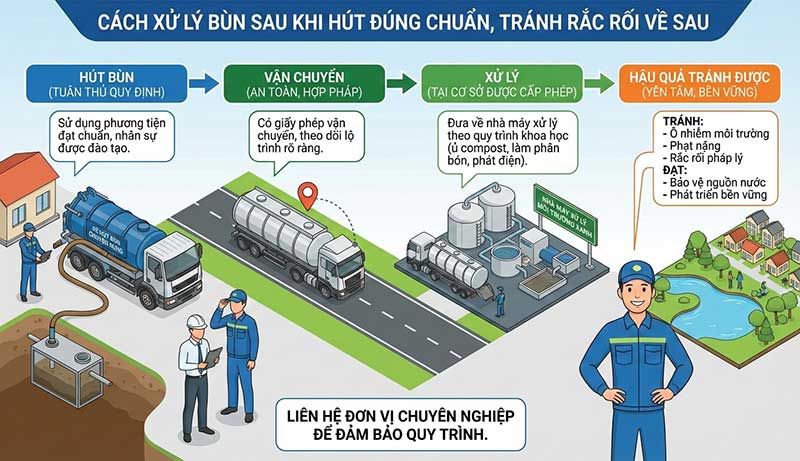 Cách xử lý bùn sau khi hút đúng chuẩn, tránh rắc rối về sau