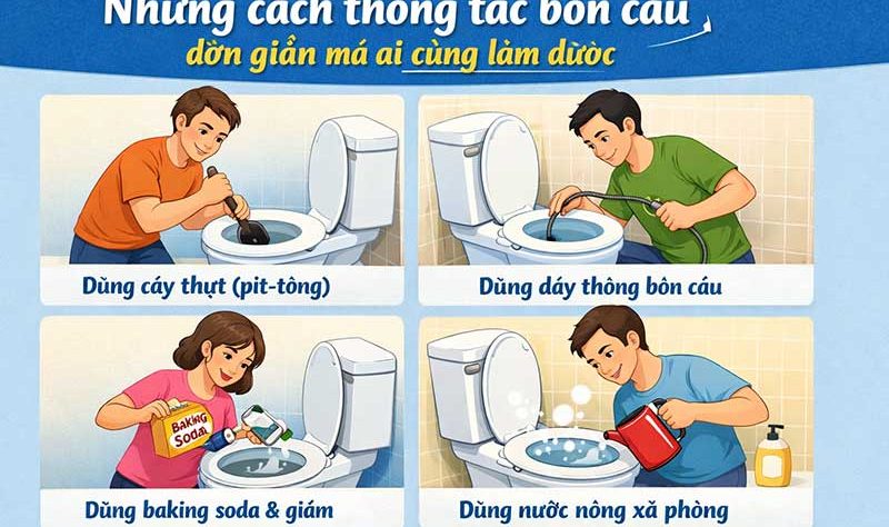 Những cách thông tắc bồn cầu đơn giản mà ai cũng làm được