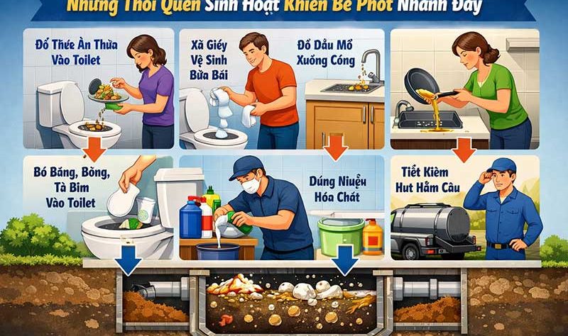 Những Thói Quen Sinh Hoạt Khiến Bể Phốt Nhanh Đầy