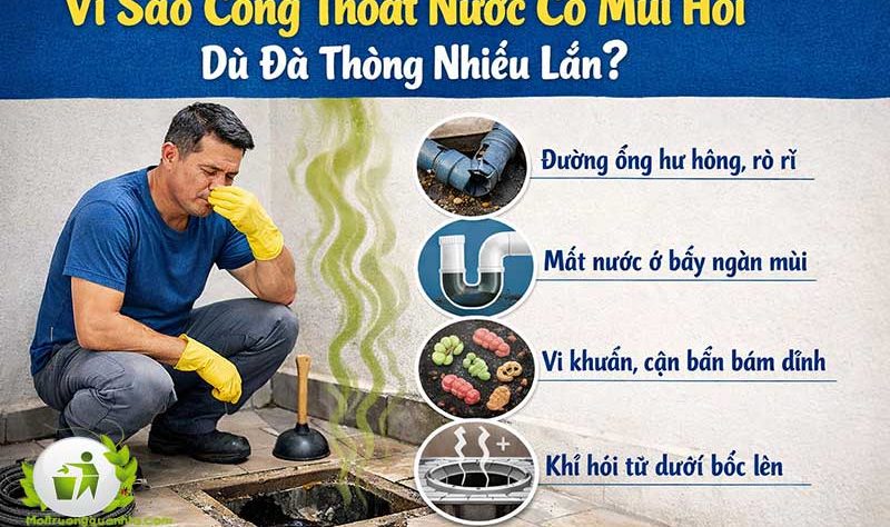 Vì Sao Cống Thoát Nước Có Mùi Hôi Dù Đã Thông Nhiều Lần?